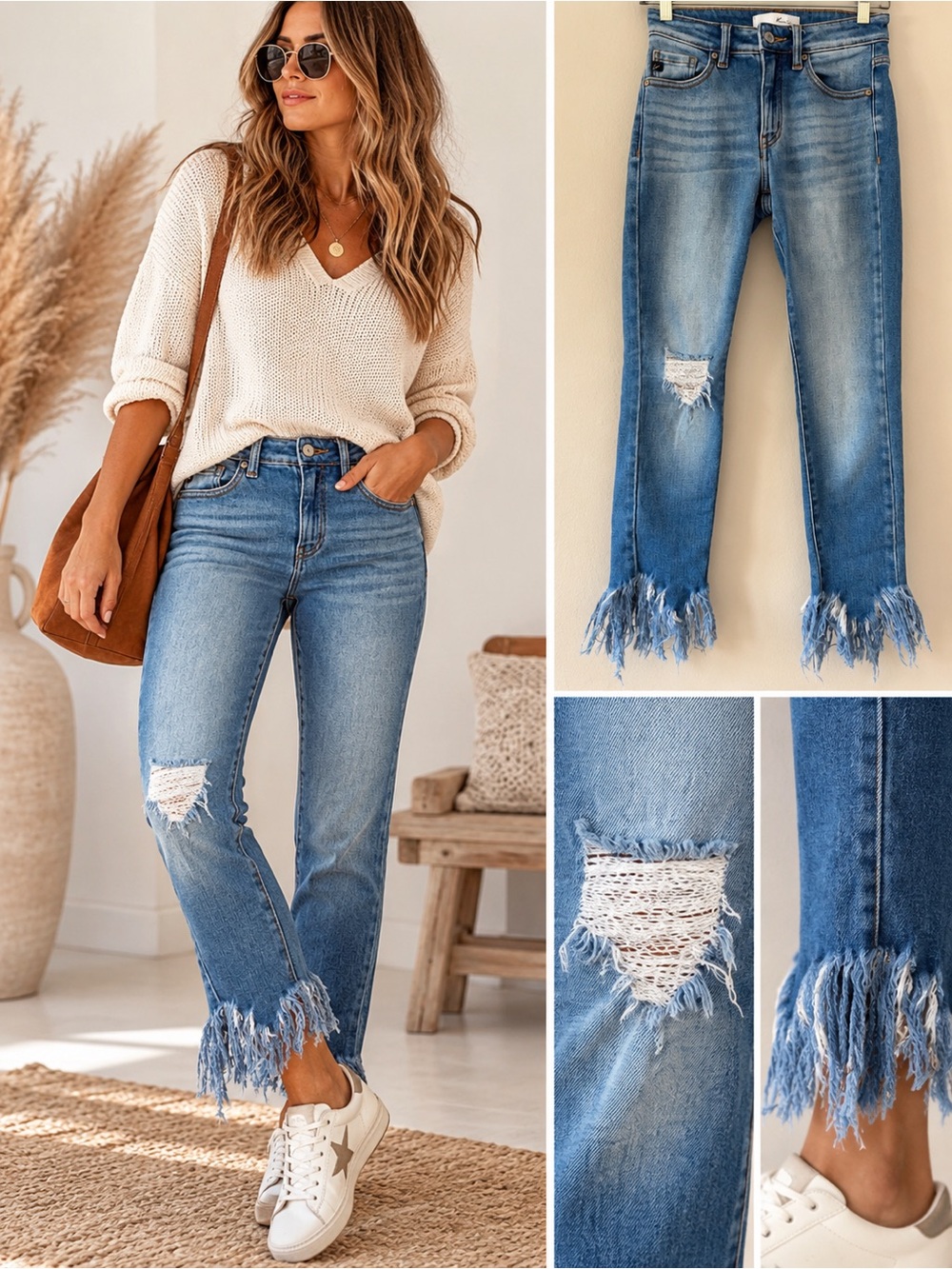 KanCan Dalton Mid-Rise Fringe Ankle Skinny Jeans